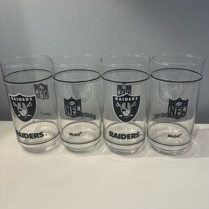 VTG 80’s Raiders promotional  NFL Logo Glass Set of 4